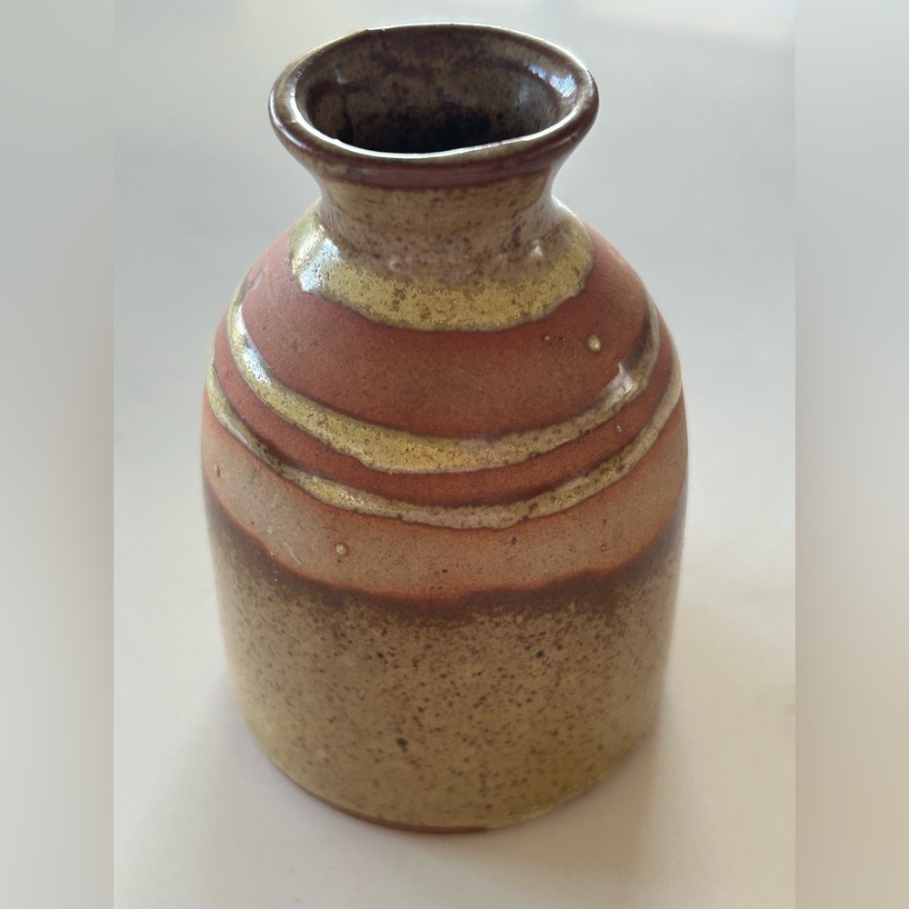 Handcrafted Ceramic Bud Vase - Brown and Tan